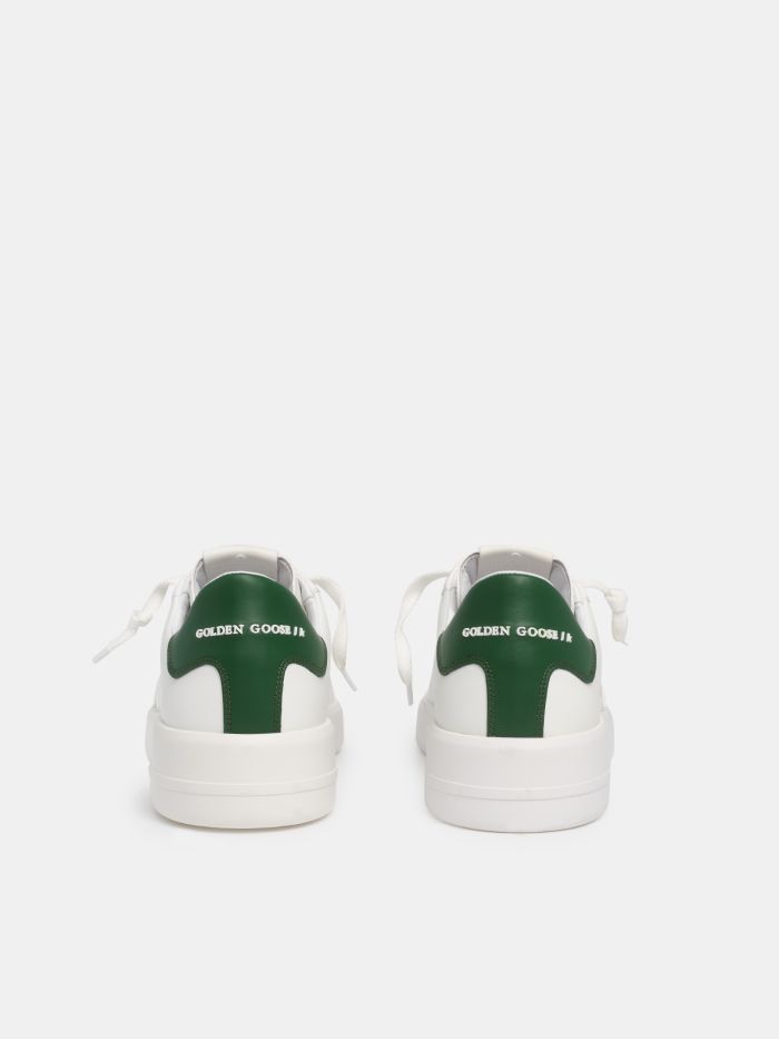 Weiße UNI Purestar-Sneaker mit grüner Fersenlasche