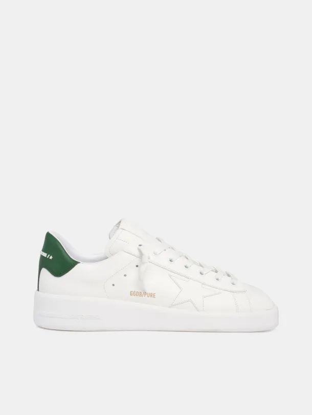 Weiße UNI Purestar-Sneaker mit grüner Fersenlasche