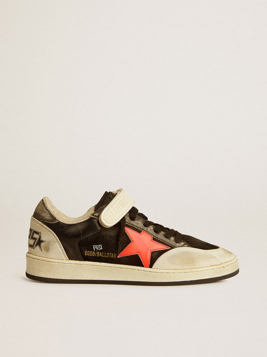 Ball Star Pro in black suede with neon orange star