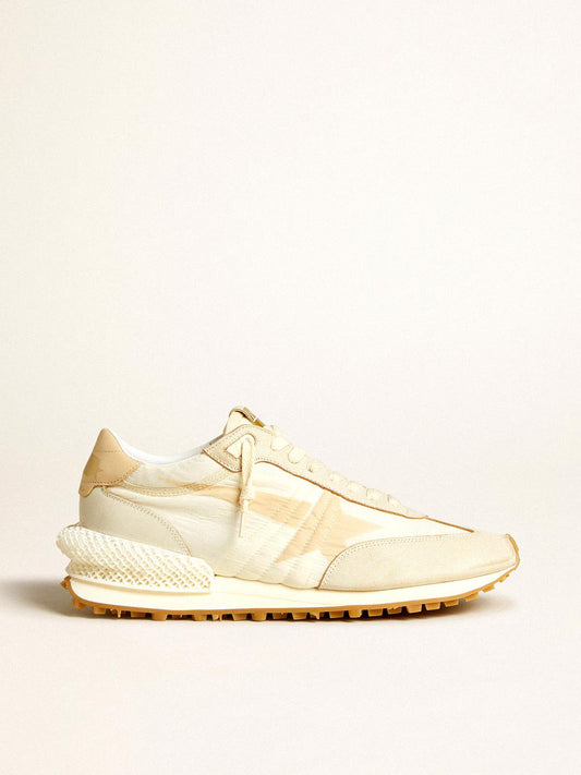 Running Sole Damen aus beigefarbenem Nylon mit Stern und Fersendetail aus Beige Leder