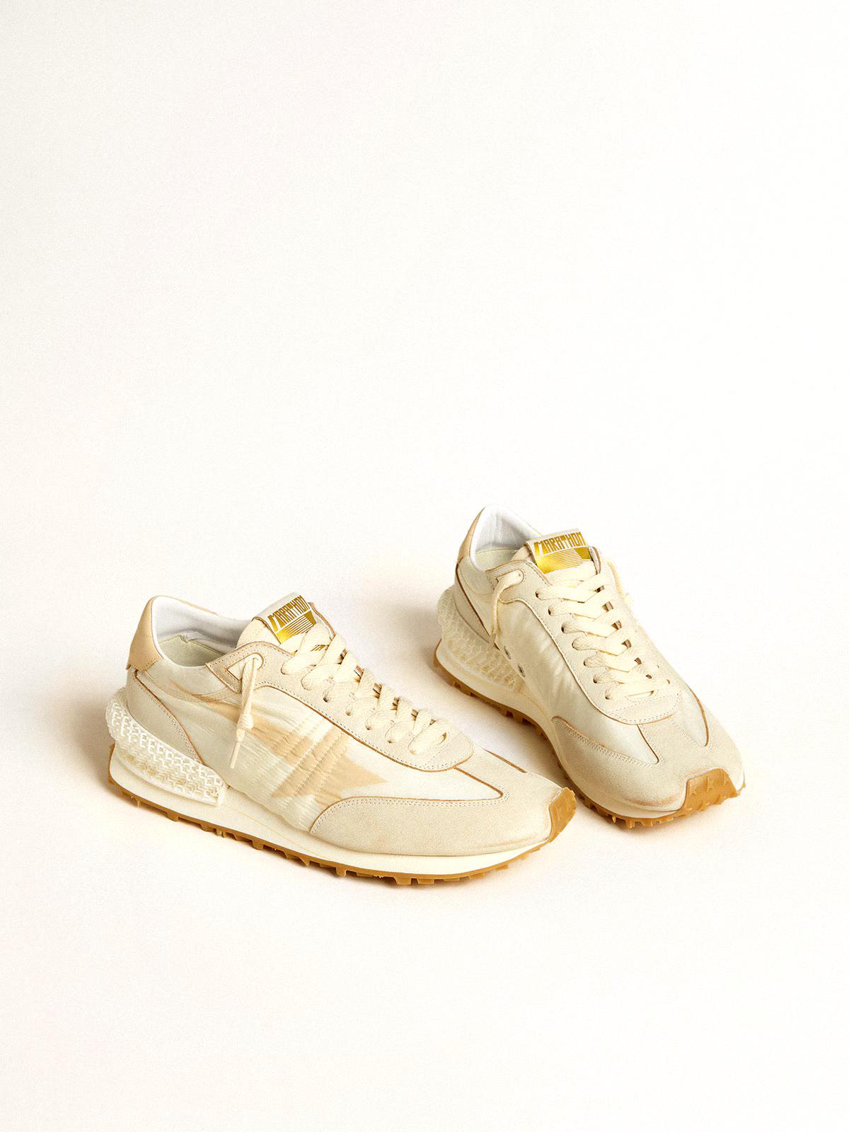 Running Sole Damen aus beigefarbenem Nylon mit Stern und Fersendetail aus Beige Leder