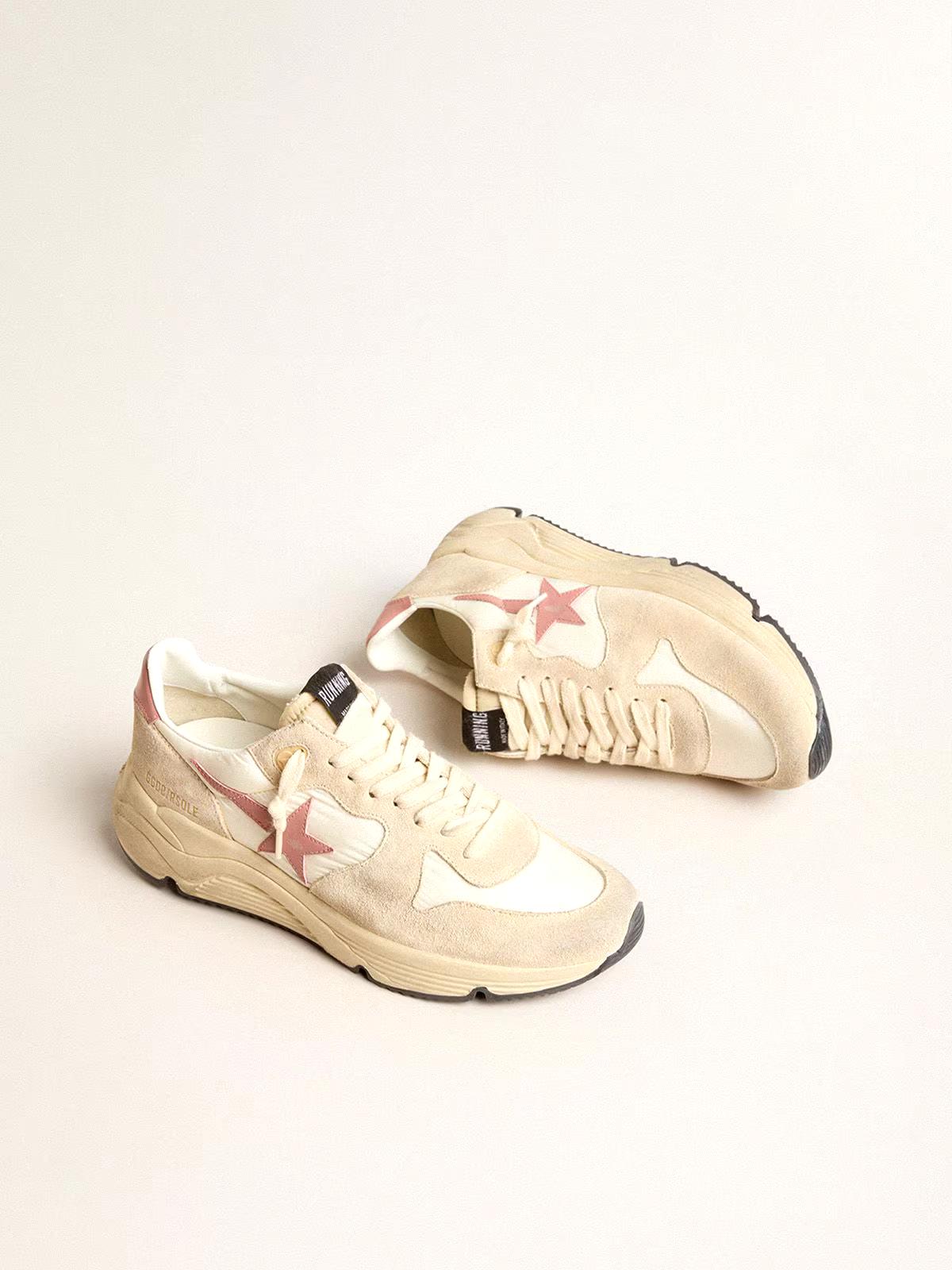 Marathon Damen aus beigem Nylon und BeigeLeder mit beigem Rosa Print